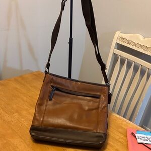 Coach unisex Brown Leather crossbody Bag.